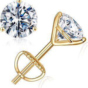 Martini Moissanite Earrings for Women Men, 0.2-4 ct Round D Color Clarity Lab Cr